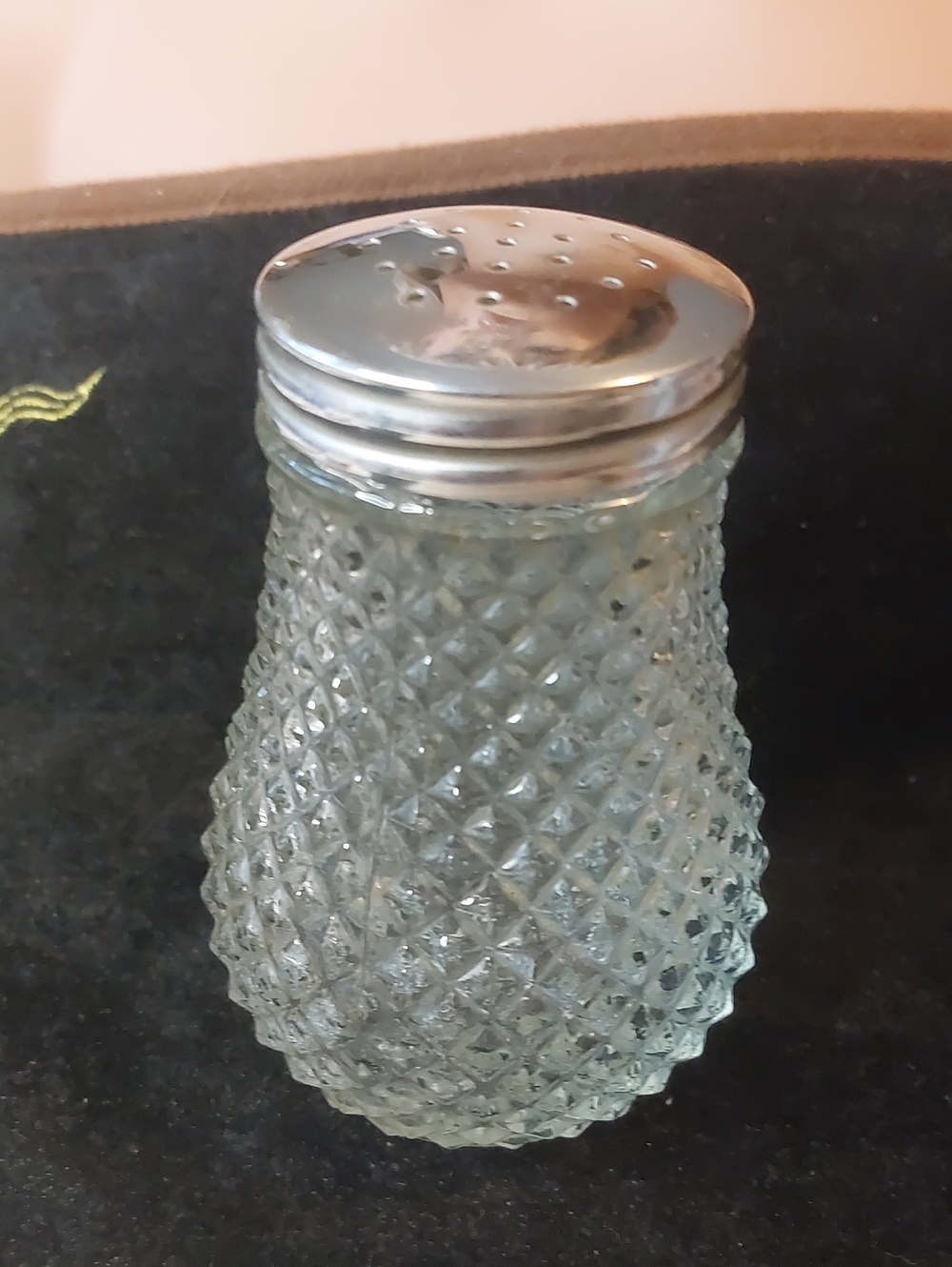 💚3/$25 Vintage Diamond Point Textured Glass Sugar Shaker Sifter